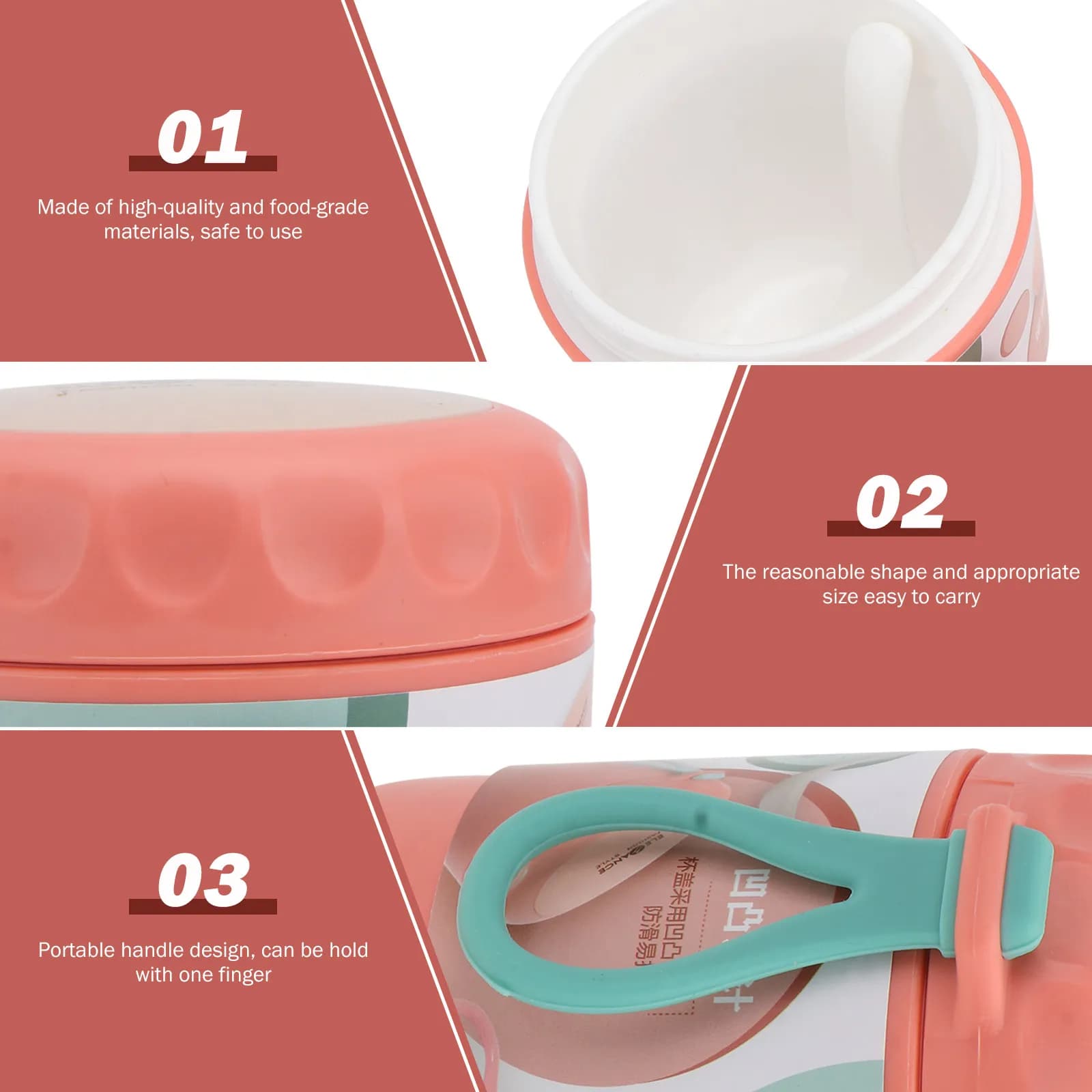 Contenitore Portatile per Colazione con Anello Sigillante, Adatto al Microonde, per Zuppa, Porridge, Avena, Barattolo Termico per Alimenti da Viaggio