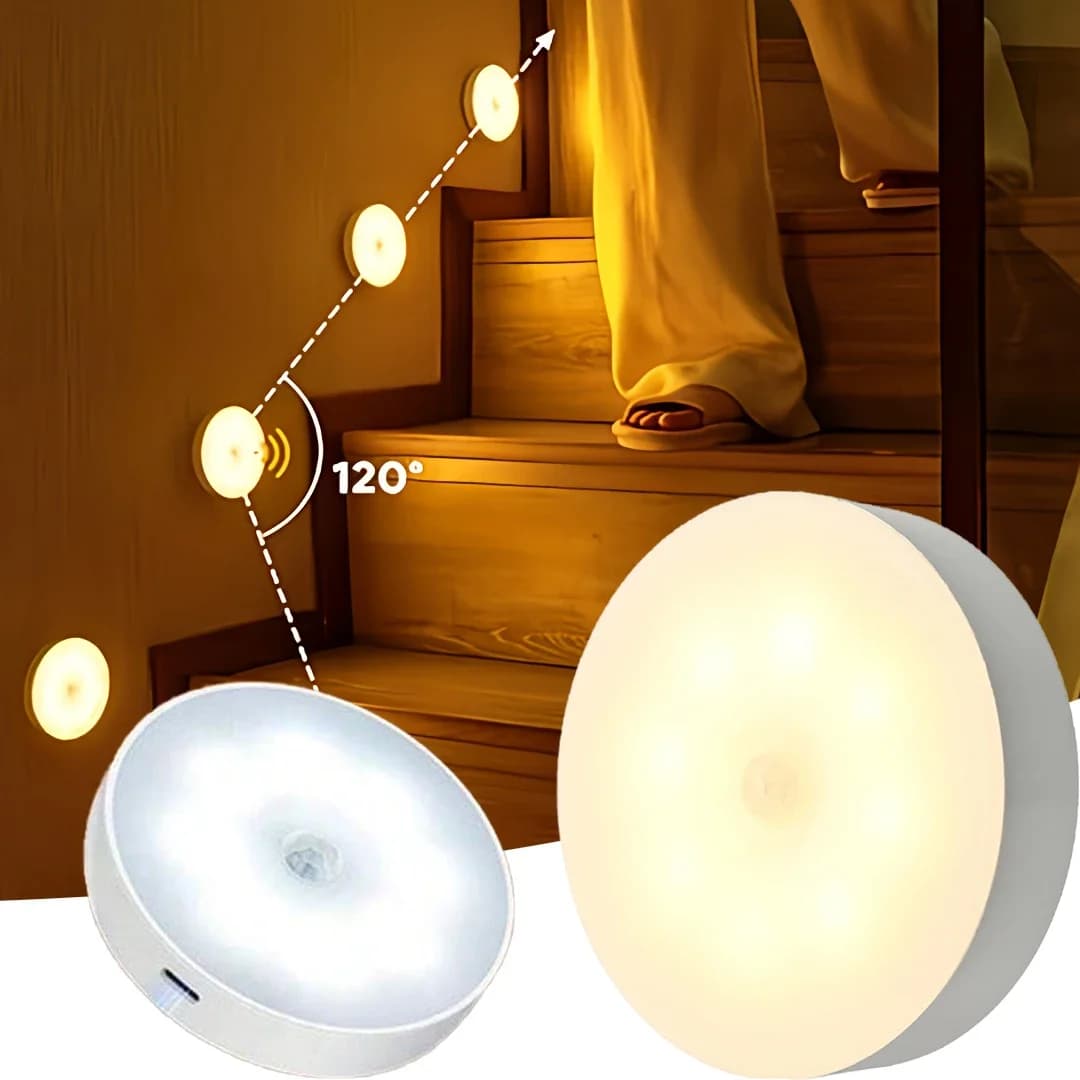 Sensore di movimento ricaricabile Luce notturna LED bianco caldo Lampada da armadio Cassetto dell'armadio Illuminazione da comodino Installazione magnetica Corridoio