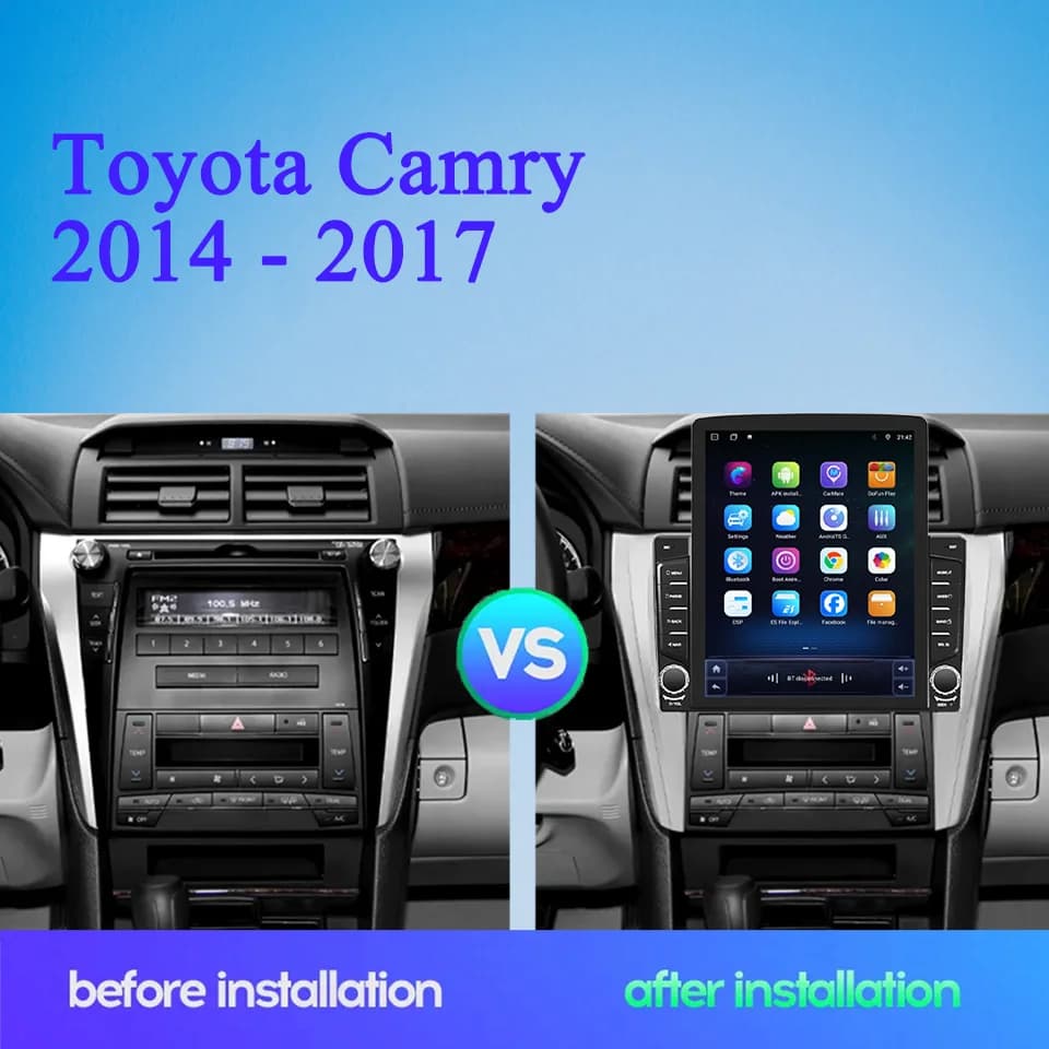 Autoradio Android 14 con 8GB di RAM per Toyota Camry 2014-2017, Stereo Video Audio A/V, Lettore DVD, GPS Navi HU, 4G LTE, WiFi, Carplay Auto
