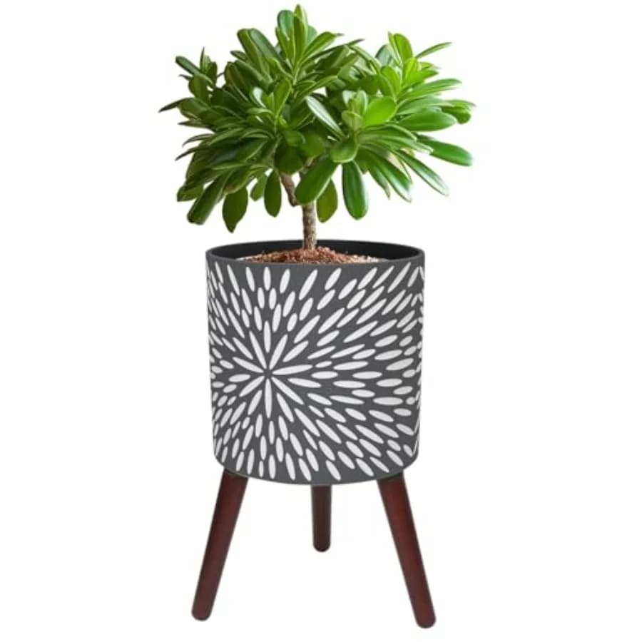 Vaso per Piante con Supporto, Grandi Fioriere Moderne da Interno con Fori di Drenaggio, Vasi per Fiori con Gambe
