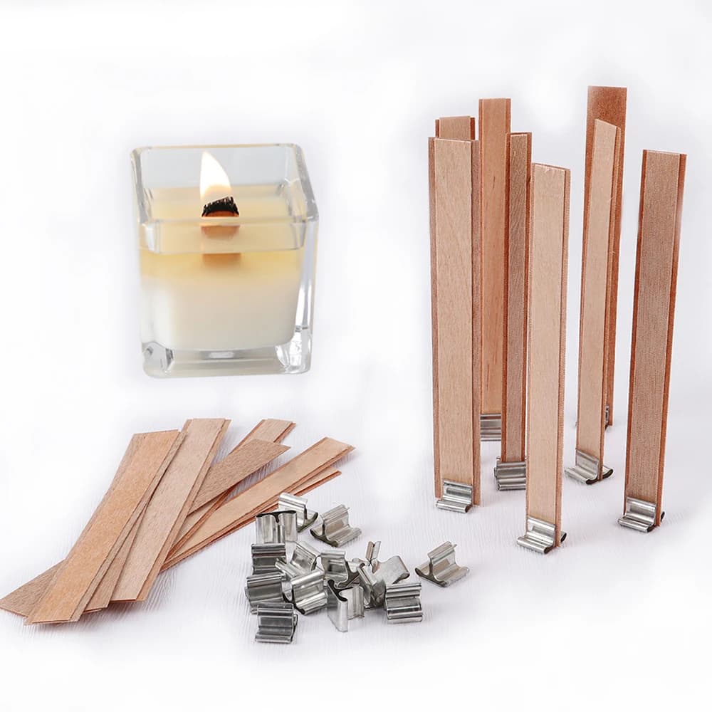 10 pezzi stoppini per candele in legno a doppio strato con base set di stoppini per candele nucleo per forniture per candele fatte in casa stoppino per cera di soia parffin