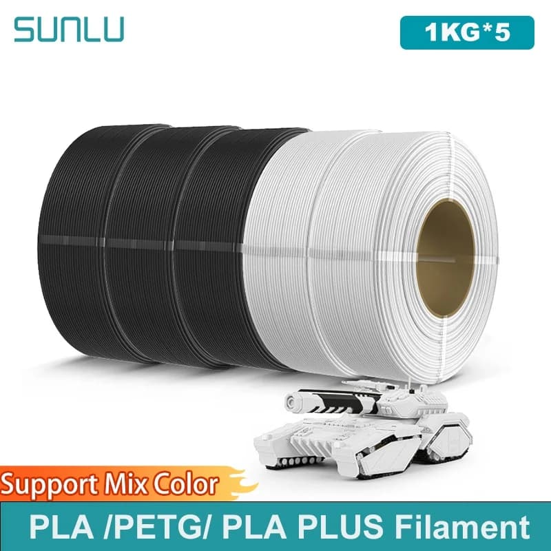 SUNLU 5KG PLA/PETG/PLA PLUS Filament 1.75mm 1KG Without Tray 3D Printer Filament for 3D Pen & Refill Filament