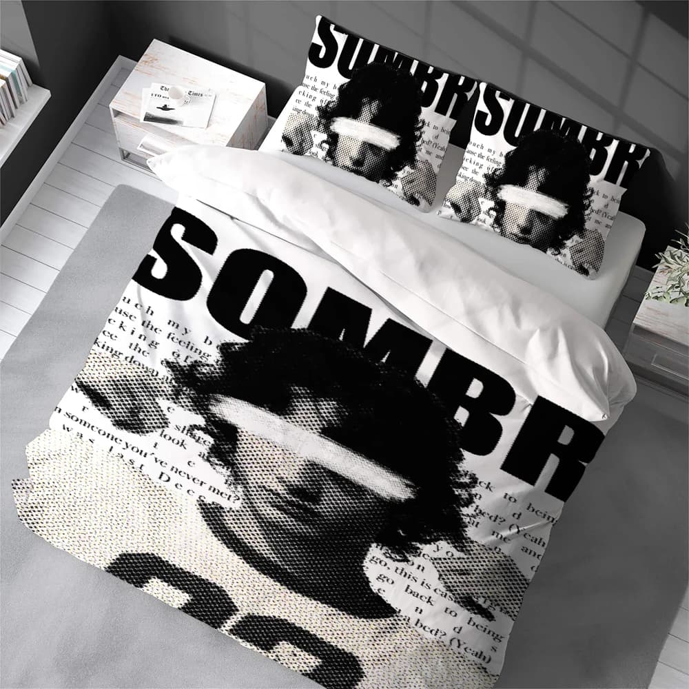 Set Copripiumino S-SOMBR Singer, Biancheria da Letto Stile Casa, Morbido Cotone, Set 3 Pezzi, Regalo per Dormitorio Studentesco