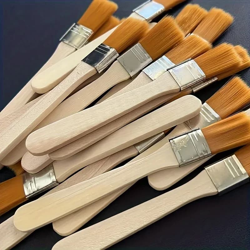 Set di 10 Pennelli con Manico in Legno e Setole in Nylon per Pittura a Olio, Spolveratura e Pulizia - Set di Utensili Manuali Non Ricaricabili Senza Batteria