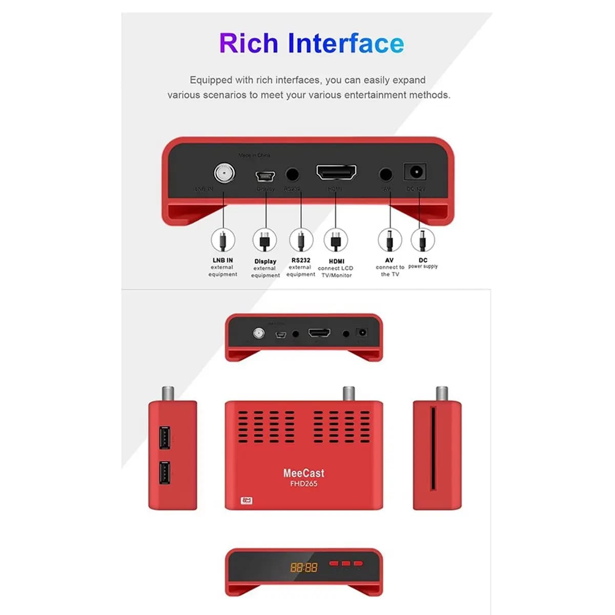 Ricevitore TV Satellitare Mini HowAA87 - USB PVR FTA DVB-S2 H.265 HEVC Full HD 1080P Smart Meecast Decoder Satellitare Digitale con Spina USA
