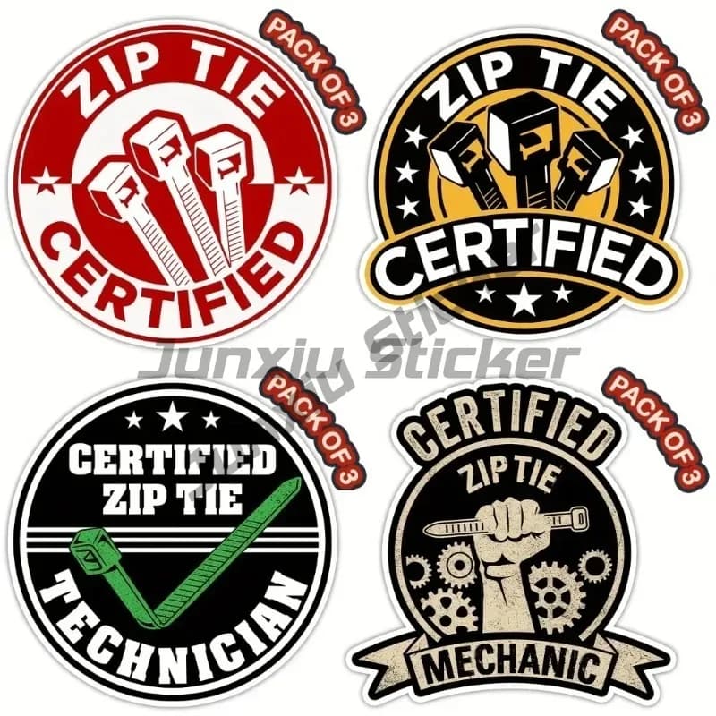 Adesivi Certificati Zip Tie per Moto, Divertenti Decalcomanie Impermeabili per Tecnici, Meccanici, Elettricisti, Edilizia, per Casco da Corsa