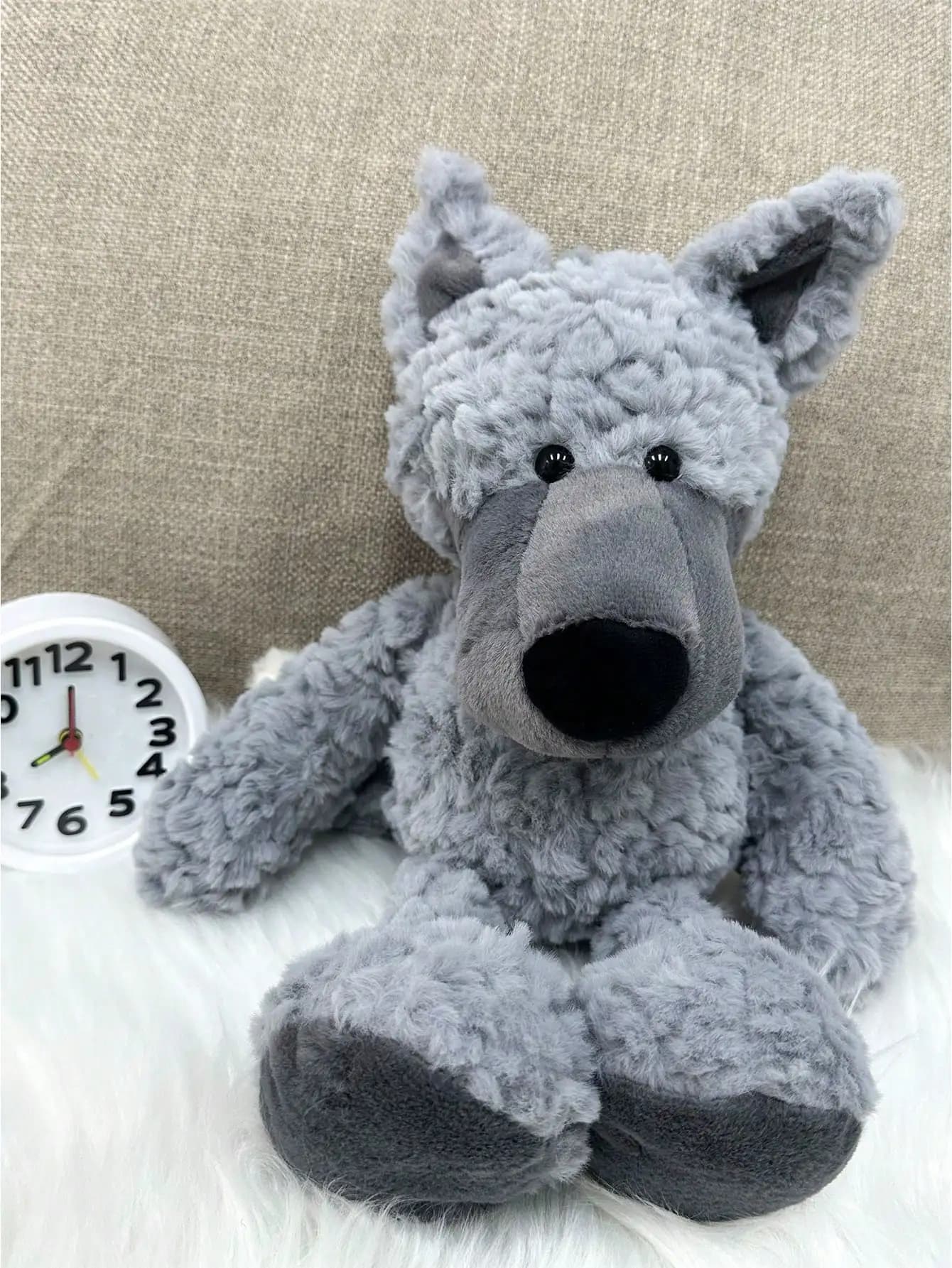 1 peluche di lupo grigio morbido da 40 cm/15,75 pollici, bambola di peluche soffice, regalo ideale per bambini, adulti, compleanno, Natale, San Valentino