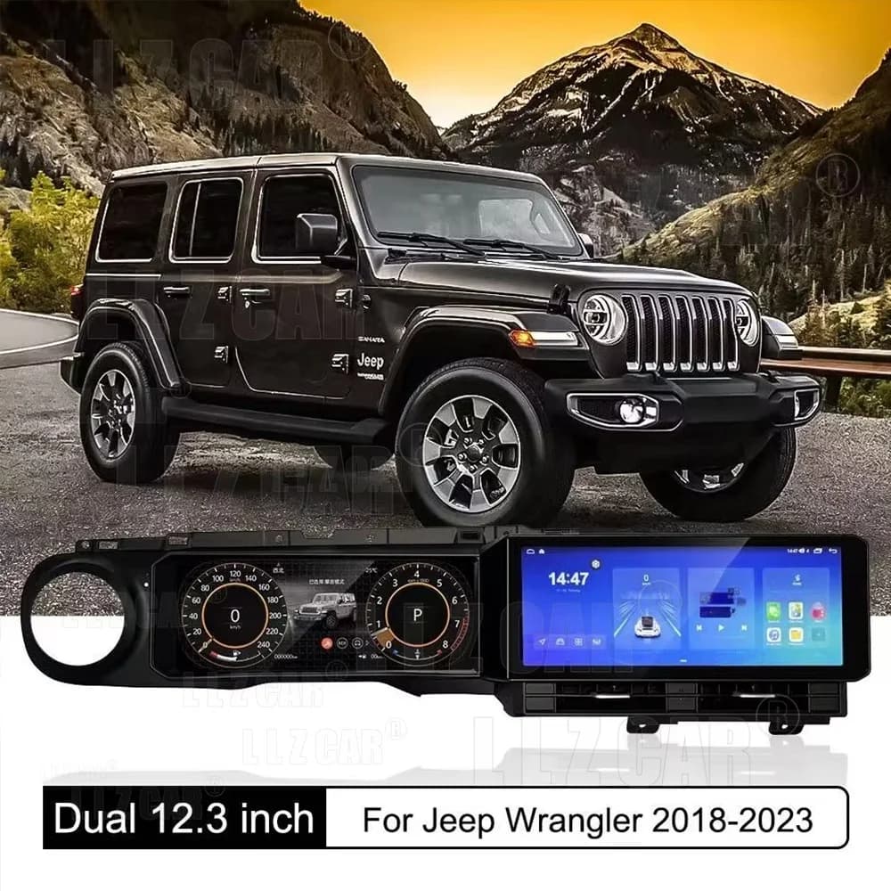 New Design 12.3" Android Car Radio With Digital Cluster Virtual Cockpit Multimedia System For Jeep Wrangler 2018-2023