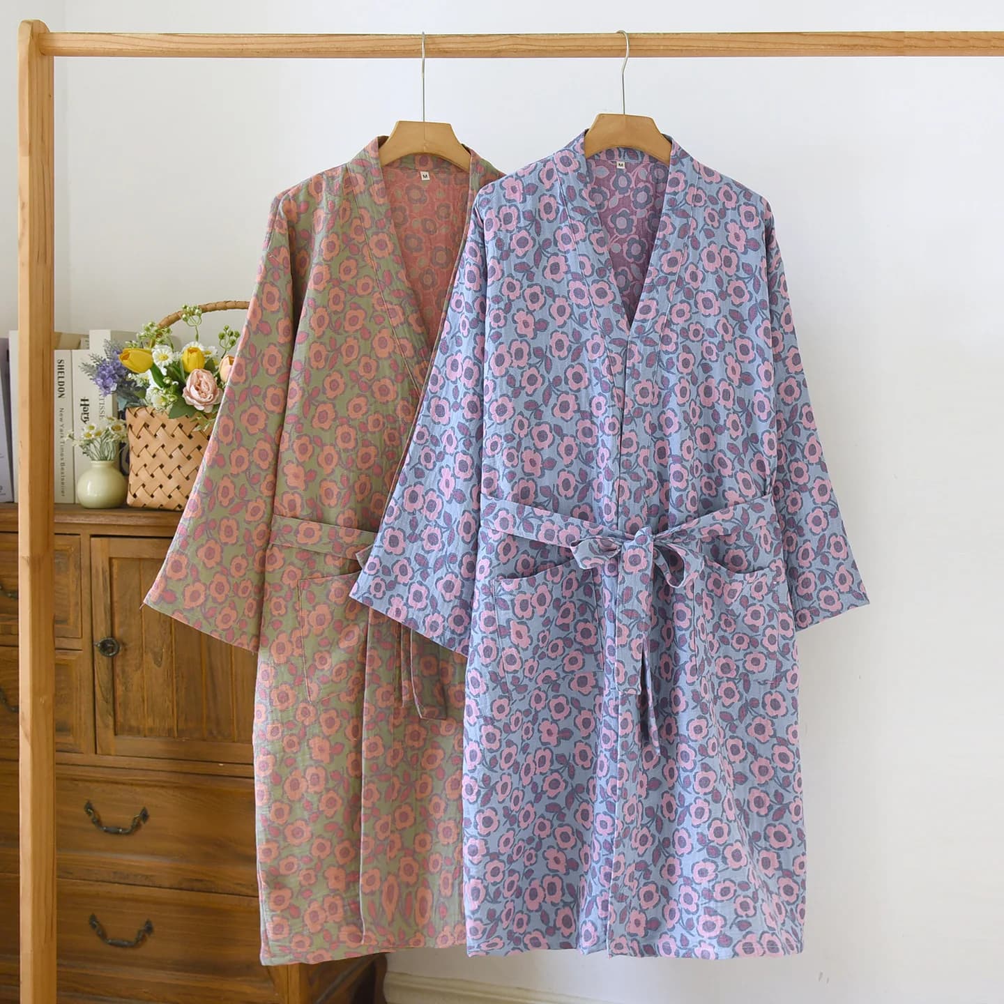 Fashion 100% Cotton Night Bathrobe Autumn Winter Homewear Women's Nightwear Women's Vestaglie Shower Kimono Wedding Dress