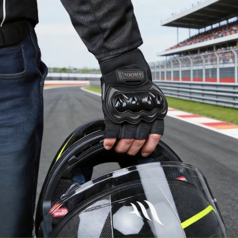 SUOMY Summer Half Finger Motorcycle Gloves Non-slip Shockproof Motocross Racing Fingerless Gloves Moto Biker Cycling Gloves