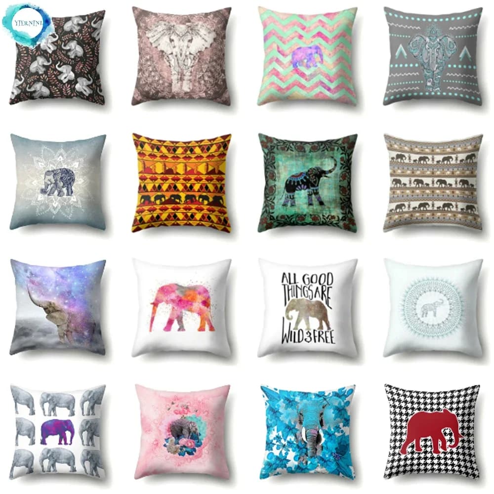 Stile esotico modello elefante decorativo poliestere cuscino camera da letto Hotel decorazione casa divano piazza federa 45x45cm