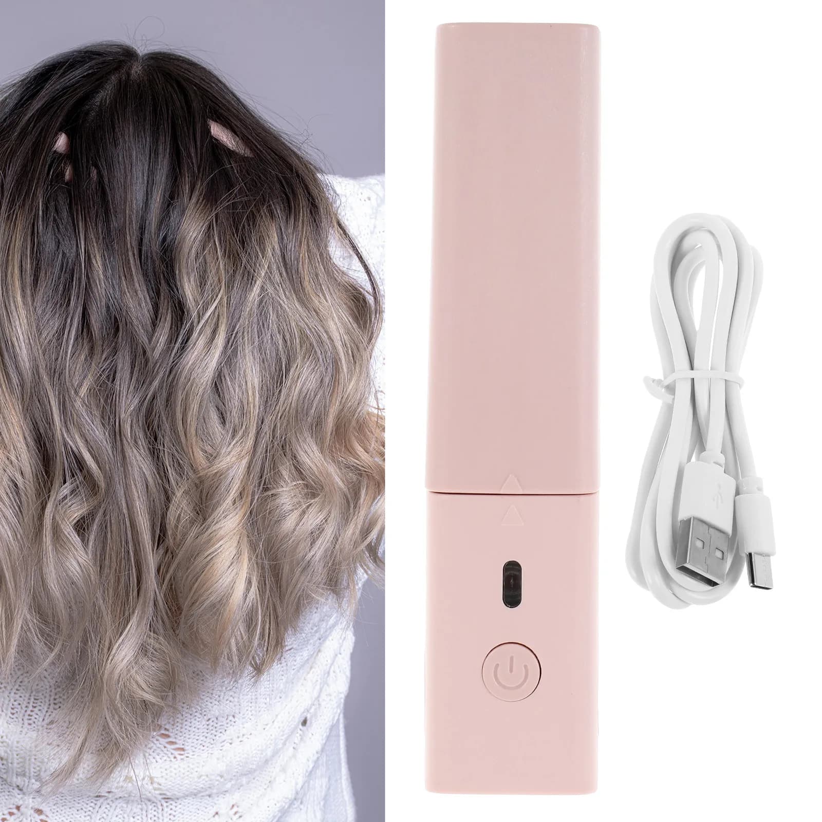 Piastra per Capelli USB Mini Portatile con Riscaldamento Rapido e Interfaccia Type-C, Ferro Arricciacapelli da Viaggio