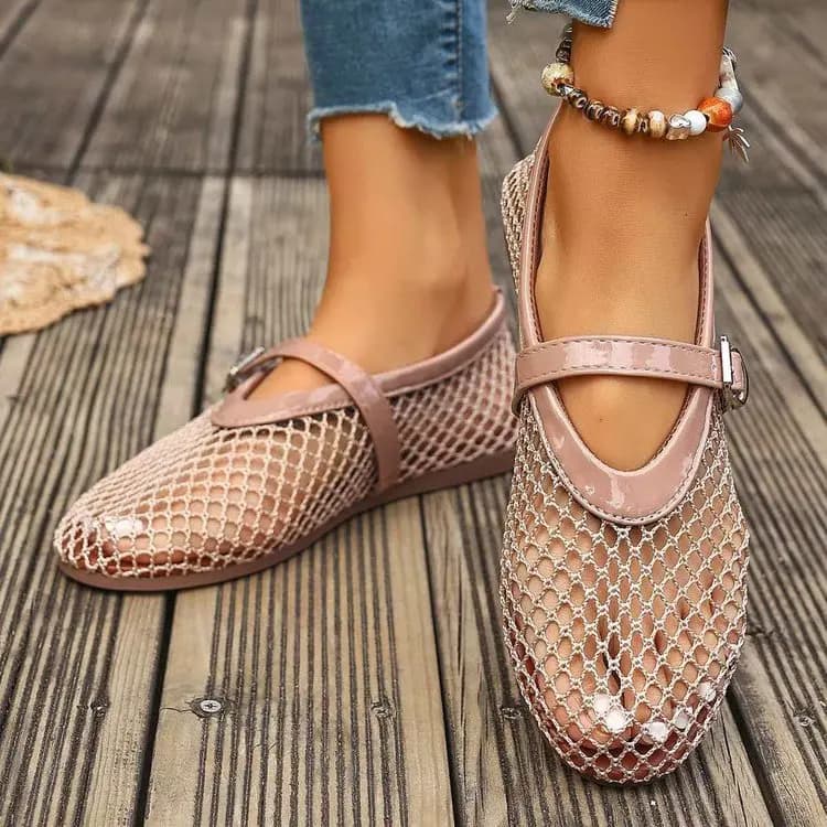 Women's Dancers in Network Dancers Convenient ballet shoes with round toe Breathable casual walking shoes Zapatos Mujer