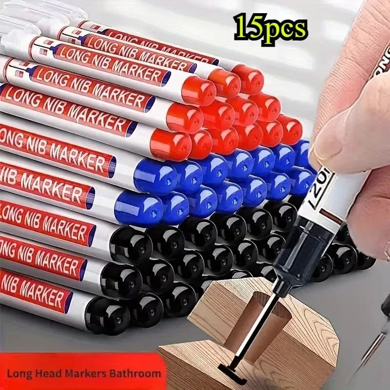15 Pz/set 20mm Foro Profondo Pennino Lungo Testa Marcatori Per Il Metallo Perforazione Penna Impermeabile Bagno Lavorazione Del Legno Decorazione Multi-Purpos