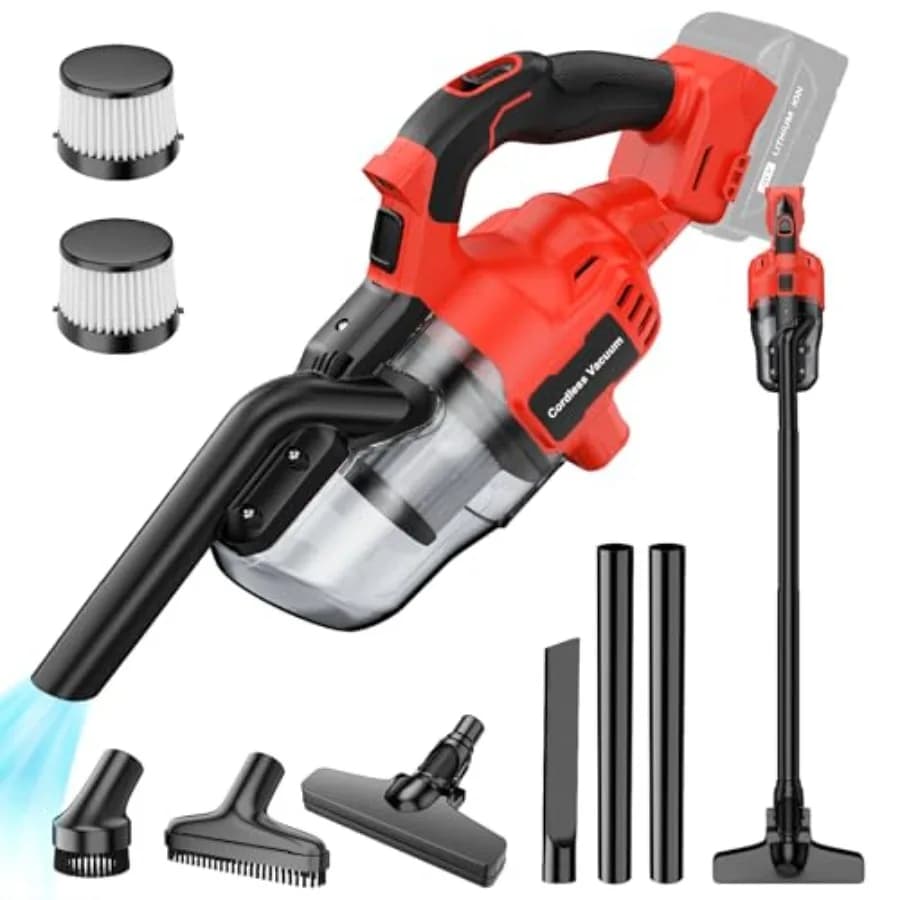 Wireless Vacuum Cleaner for Milwaukee M18 Battery, 5-in-1 Portable Vacuum Cleaner for Home, Animals, Car, with 2 Washable Filter