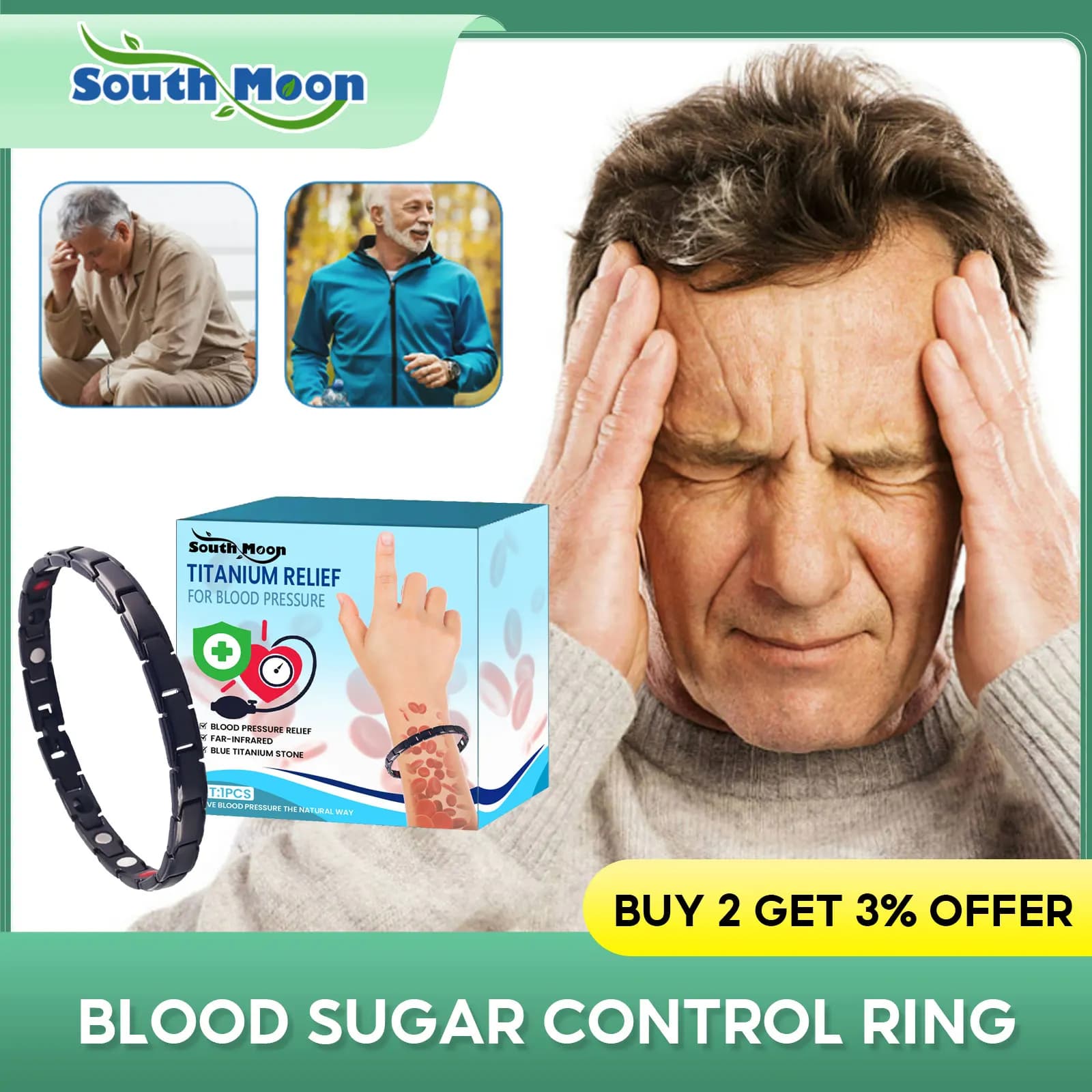 Glycemia control ring relief from the treatment of diabetes loss of headaches relaxation of fatigue Stress magnetic ring for blood glucose regulator