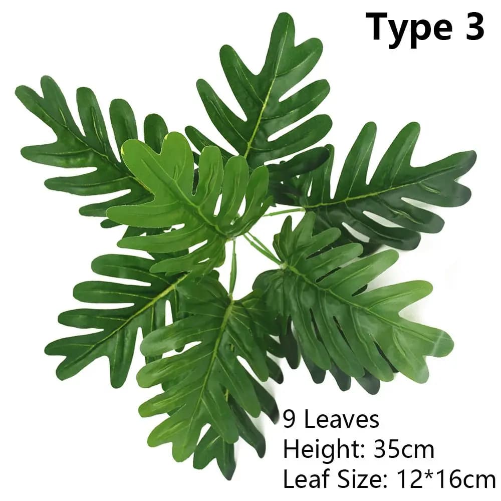 1 Bouquet di Foglie di Tartaruga Artificiali per Decorazioni Nuziali e Domestiche, Erba Simulata, Piante Tropicali, Palma Realistica