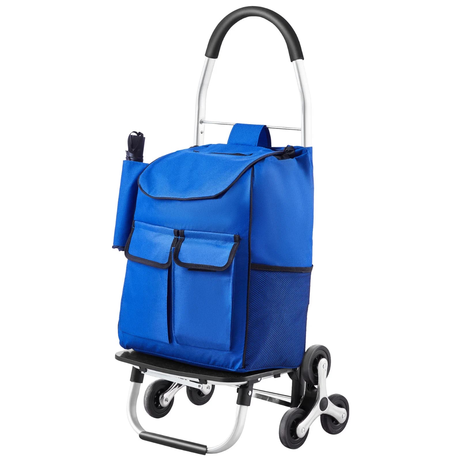 SucceBuy Folding Shopping Cart 36 liters Climbing trolley on stairs with wheels and bag in Oxford fabric Hand trolley to store the shopping laundry