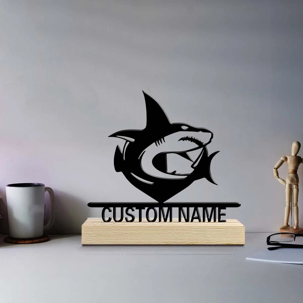 1pc Personalized Iron Desktop Ornament Custom Name Equipped with Wooden Base Perfect for Home or Office Decoration