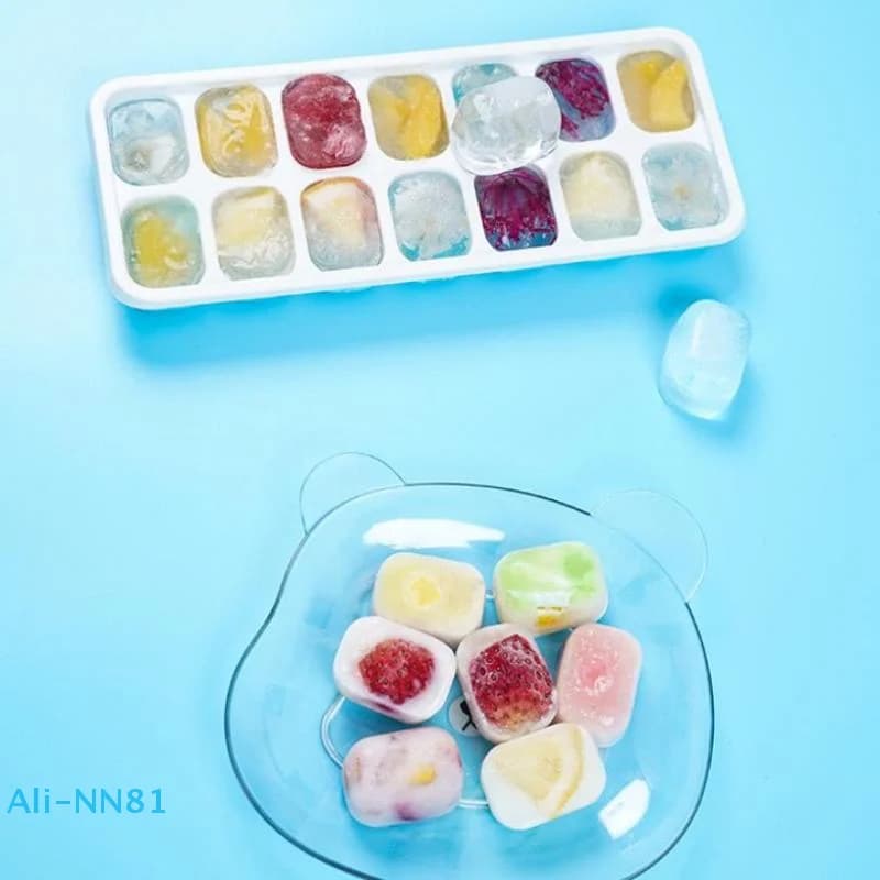 【M】 Stampo per vassoio di ghiaccio con coperchio quadrato in silicone 14 cubetti Stampi per ghiaccio a rilascio facile Bar da cucina estivo Strumento per il congelamento di cocktail ghiacciato fai-da-te