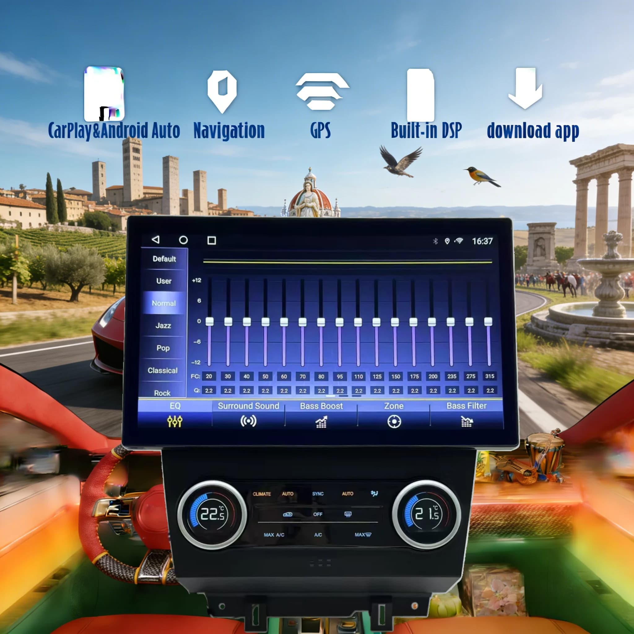 13.1" Android 14 CarPlay Auto Car Radio For Ford Mustang 2009-2011 2012 2013 2014 Screen Multimedia Stereo Player GPS Head Unit