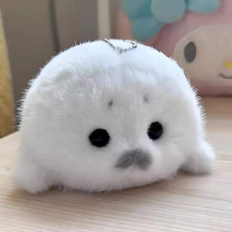Ciondolo per borsa a forma di foca bianca Kawaii, ciondolo animale, simpatico peluche, portachiavi, regalo