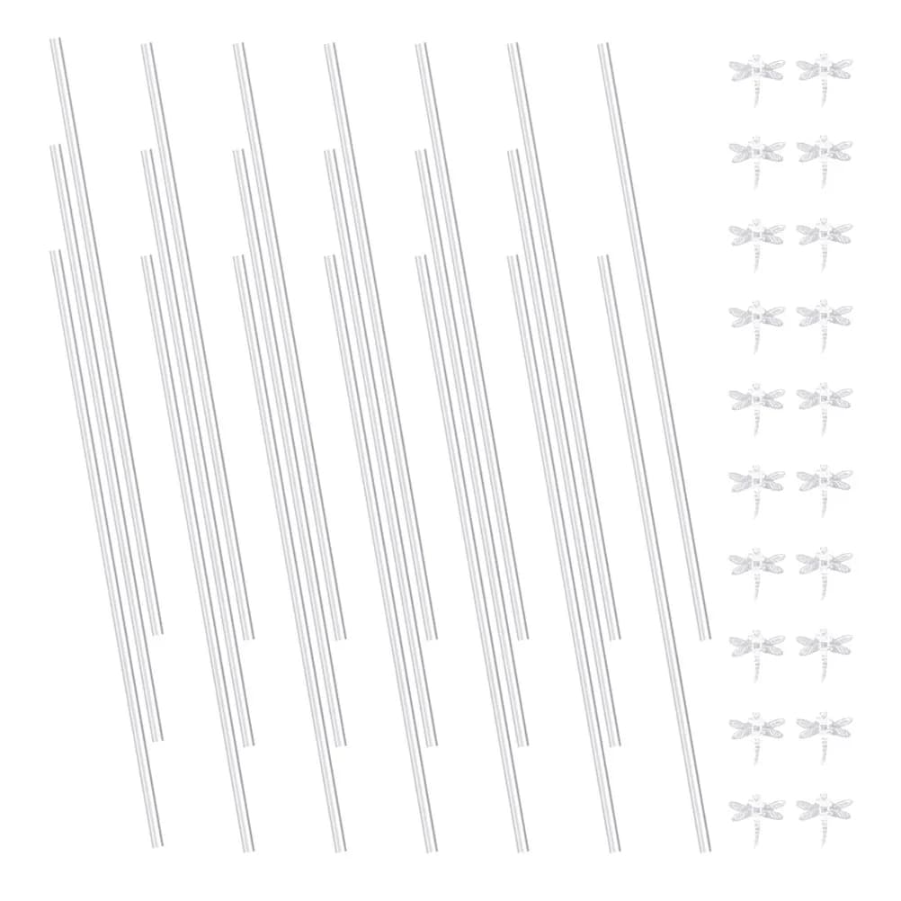 20Sets Clear Acrylic Plant Support Stakes Heavy Duty Garden Plant Stake Set Sunlight Permeable Easy Install for Potted Plants