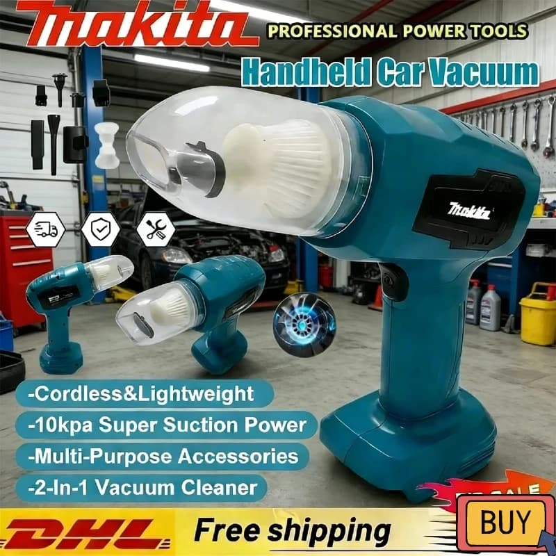 Mini Vacuum Cleaner for Auto Makita, Multifunction Rechargeable Portable, Dust Collecting Tools Compatible with Batteries 18V 20V