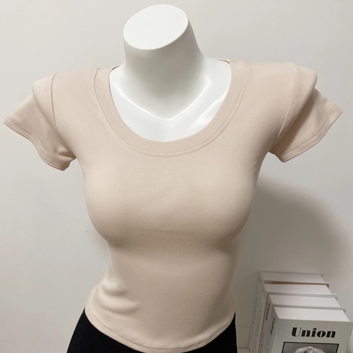 Slim Fit Short Sleeve T-Shirt Women's Basic Large round Neck Top Summer New Style Dongda Gate Underwear Base Layer Shirt