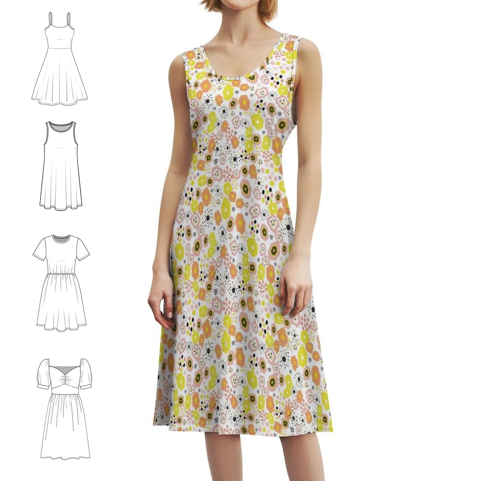 Iberian Summer Blooms Sexy Vacation Dress For Women Beach Party Birthday Mini Dress Beautiful Pastel Colors Peach Orange Dress