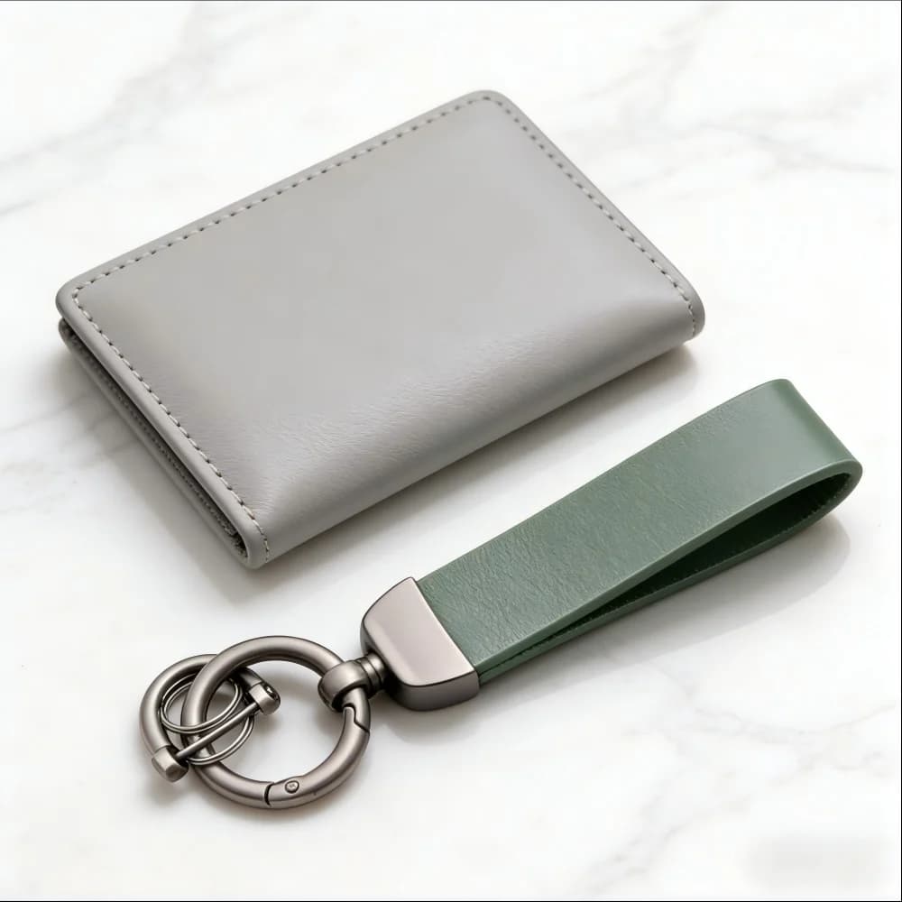 Portachiavi Auto Personalizzato con Stampa Logo, in Pelle PU che Cambia Colore, Anello in Metallo alla Moda, Personalizzabile