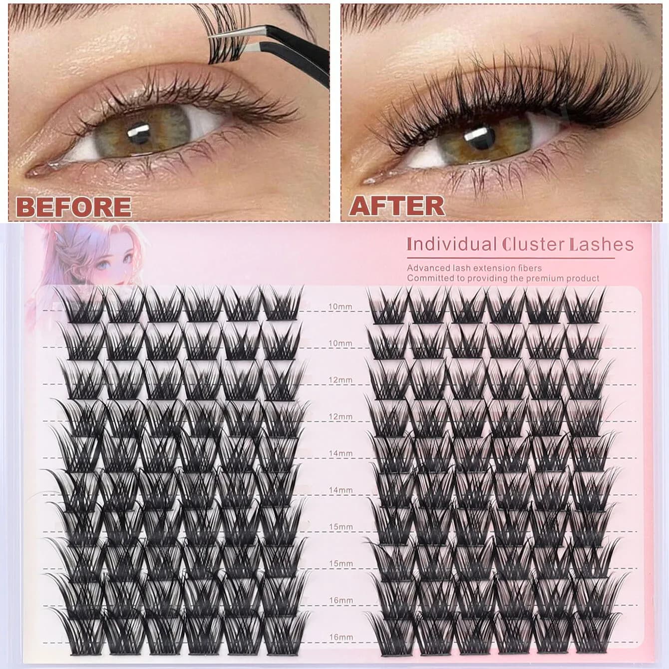 120PS D-URL Invisible Eyelash Beam Kit Thin Natural Eyelash Extension Kit D-URL 10- 16 MM
