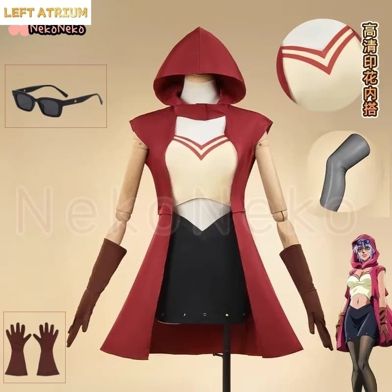 Costume da Cosplay di Mariah con Parrucca e Occhiali, per Anime, Avventure Bizzarre, Halloween, Natale, Carnevale, Festa, Uniforme Personalizzata, Completo da Donna