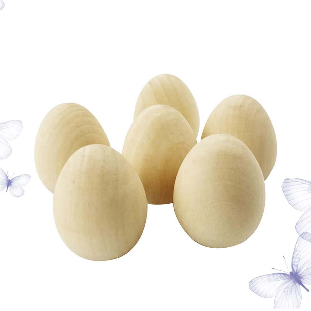6Pcs Solid Wood Simulation Eggs Authentic Texture Child-Safe Edges Ideal for Kitchen Role Play Early Education Creative