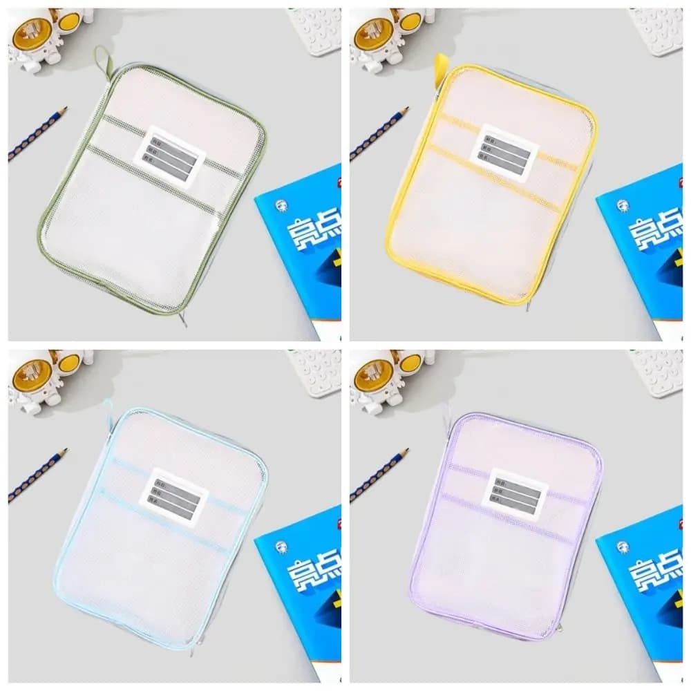 Borsa portaoggetti per fogli di prova A4, borsa per documenti trasparente con cerniera di grande capacità, borsa per documenti multifunzionale in PVC, materiale scolastico e per ufficio