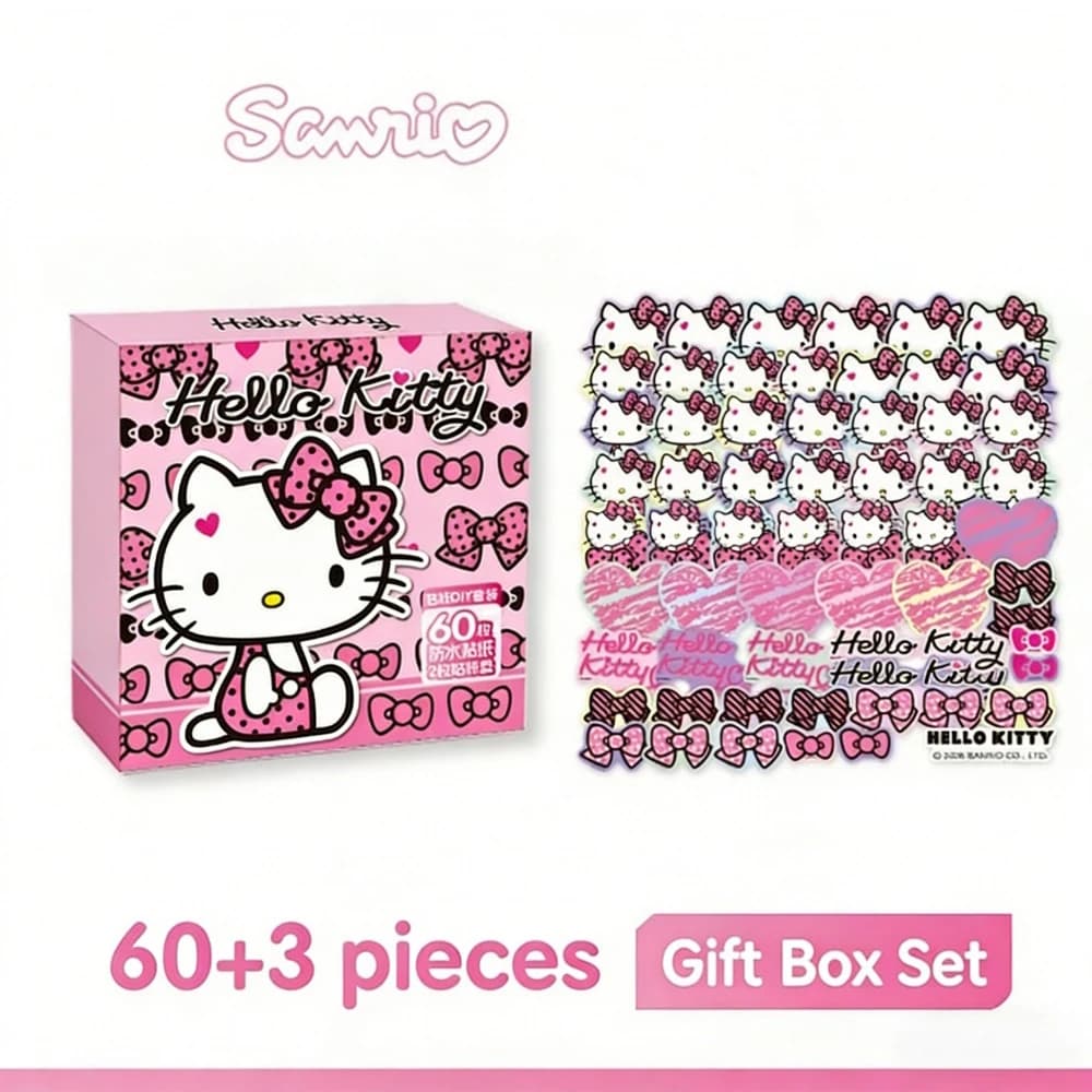 Confezione Regalo Originale Sanrio Hello Kitty con 60 Adesivi Impermeabili, Decalcomanie Cartoon di Kuromi e Melody per Laptop e Borracce