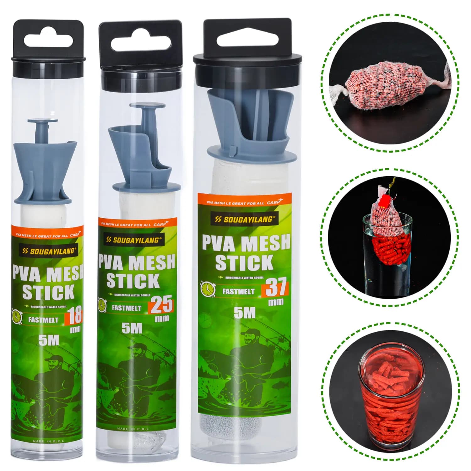 Sougayilang 18/25/37mm PVA Pesca PVA Maglia Solubile in Acqua Pesca Alla Carpa Feeder Esca Lanciatore Trappola Esca Reti Strumenti di Pesca