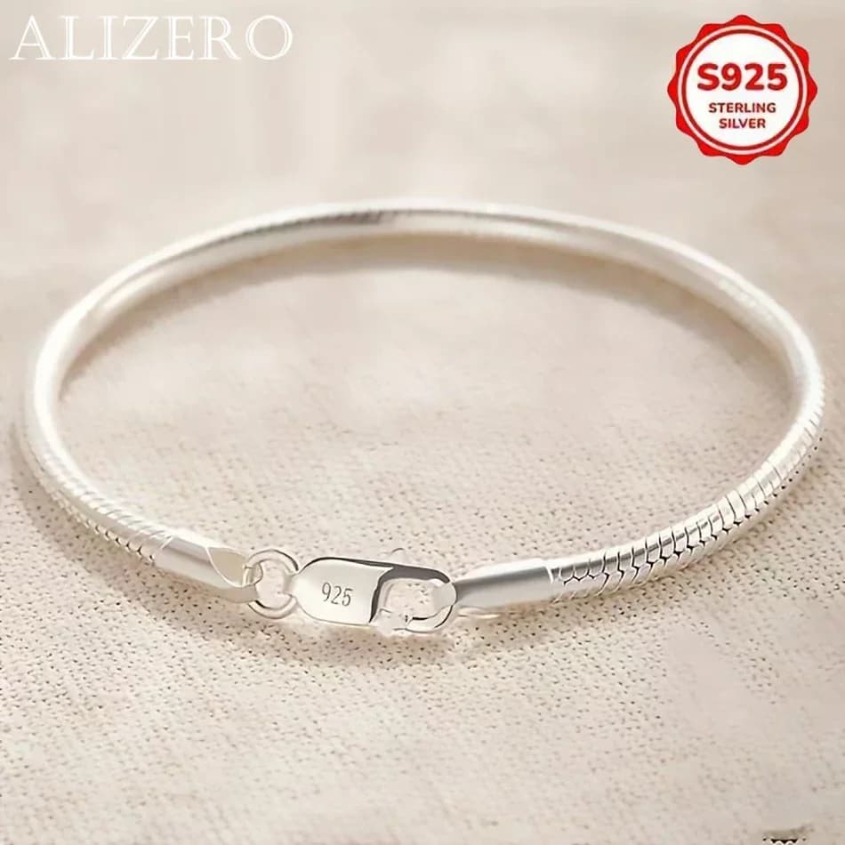 Regalo per la Festa della Mamma, bracciale in argento sterling 925 con catena a spina di pesce da 3 mm, stile semplice per donna e uomo, da indossare tutti i giorni e per feste, gioiello per tutte le stagioni.