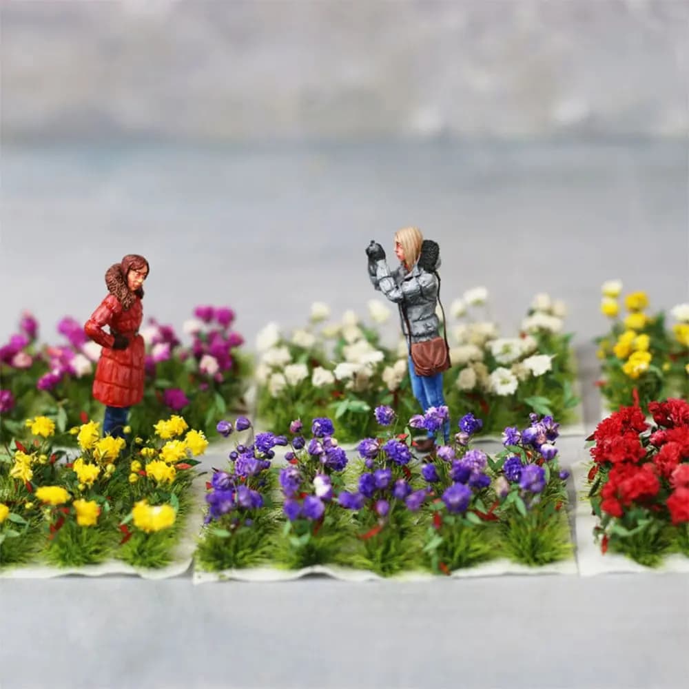 Cluster di fiori in miniatura Tufts di erba statica Layout della tavola di sabbia modello di scena Micro decorazione del paesaggio artigianato