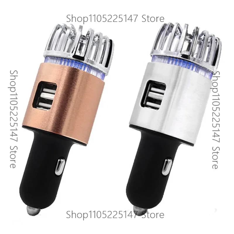 Popolare purificatore d'aria per auto USB in lega di alluminio, mini ionizzatore negativo, doppia ricarica per auto, purificatore d'aria per auto due in uno in metallo