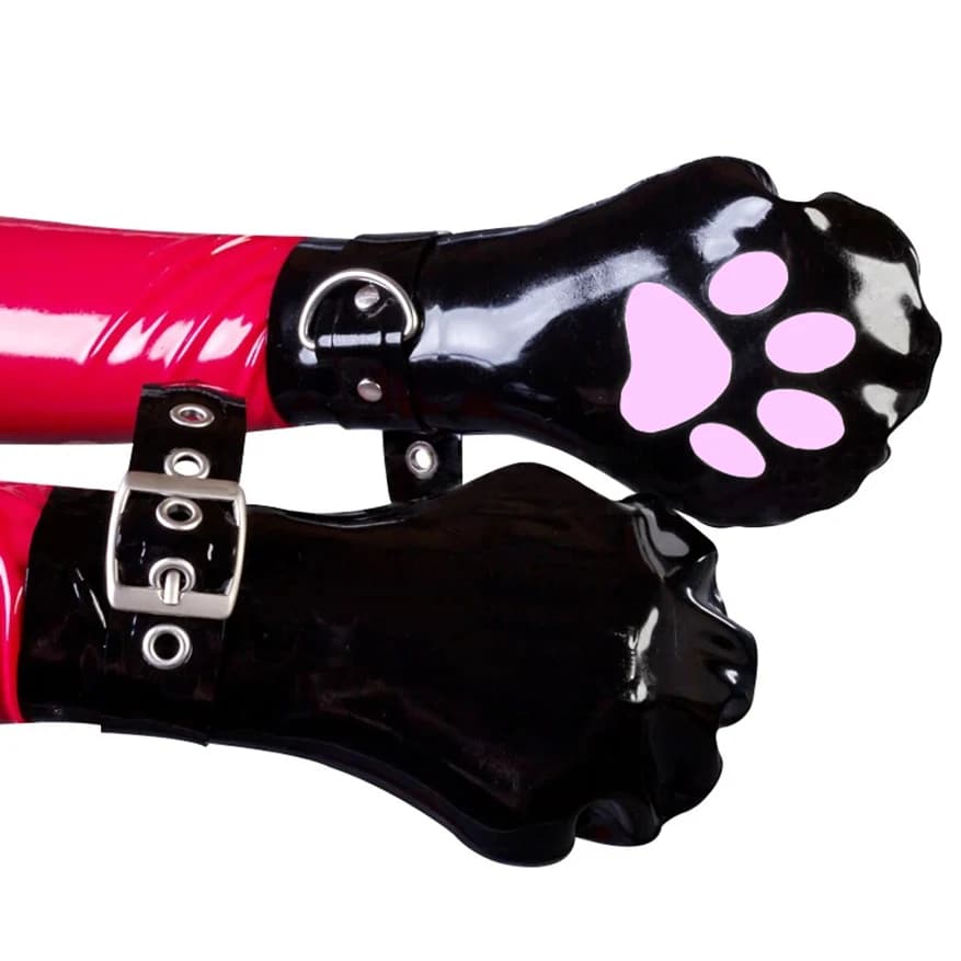 Guanti in lattice di gomma per uomo e donna, guanti in gomma per cosplay, decorazione a forma di zampa di gatto, fatti a mano RLA124