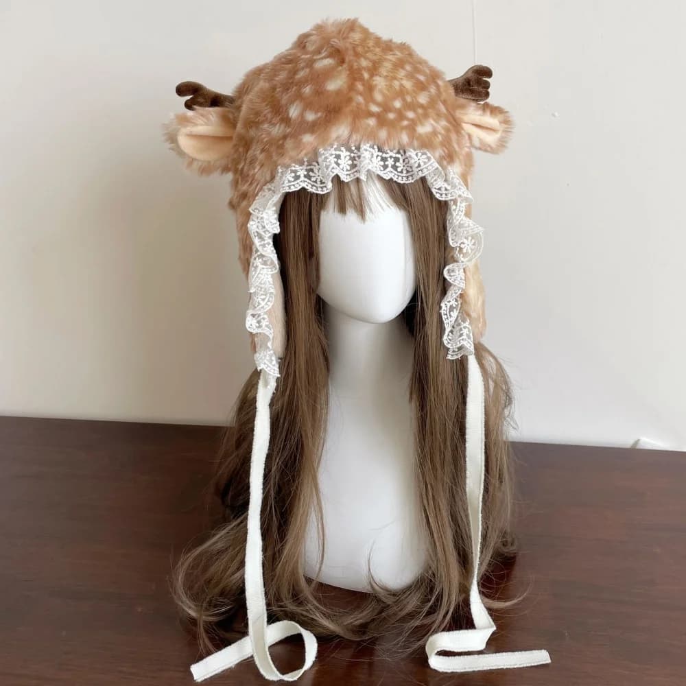 Japanese furry bomber hats Christmas socks Hot ears protection Christmas deer hat Plush Renna Furry Addensare Scaldamuscoli