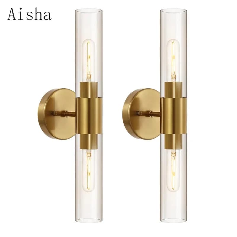 Lampada da Parete Nordica Minimalista Oro/Nero, Illuminazione Frontale per Specchio Bagno, Applique in Vetro per Comodino e Sfondo TV