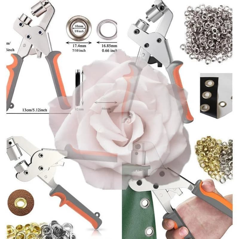 Set di pinze portatili a pressione manuale per occhielli in metallo da 10 mm per pelle, tela, abbigliamento, fai da te, teloni, kit di strumenti