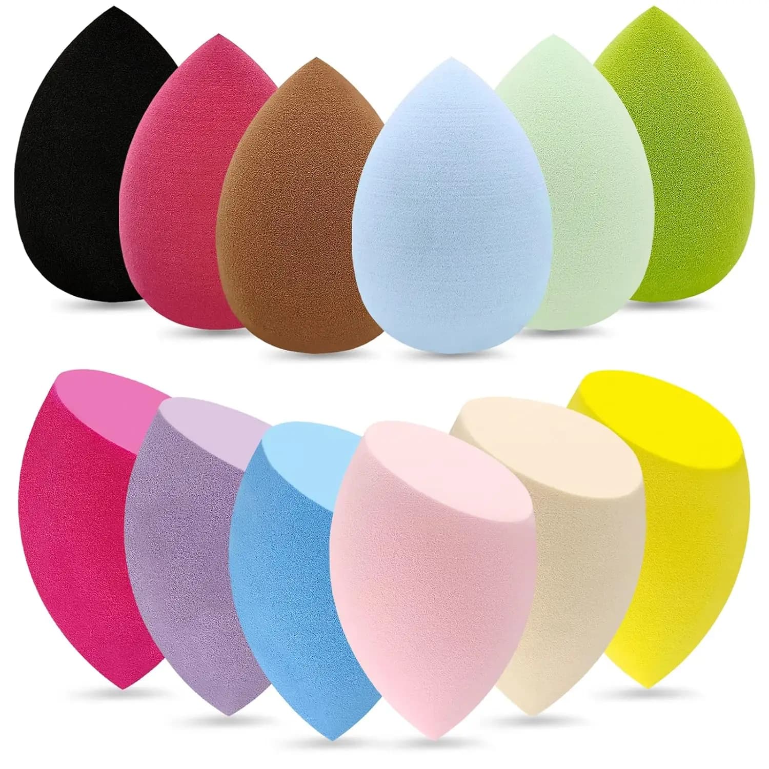 Set di 12 spugne per trucco senza lattice, morbide e perfette per la mascheratura, applicatori multicolor per polvere, strumenti per fondotinta e correttore utilizzabili sia a secco che a umido