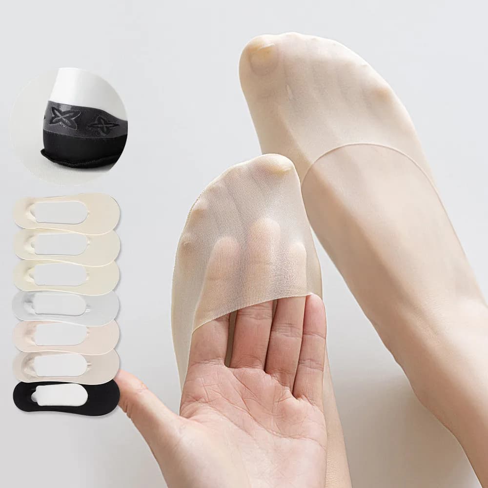 Calzini invisibili estivi ultra-sottili traspiranti senza cuciture in seta ghiaccio, antiscivolo in silicone, a taglio basso, da donna