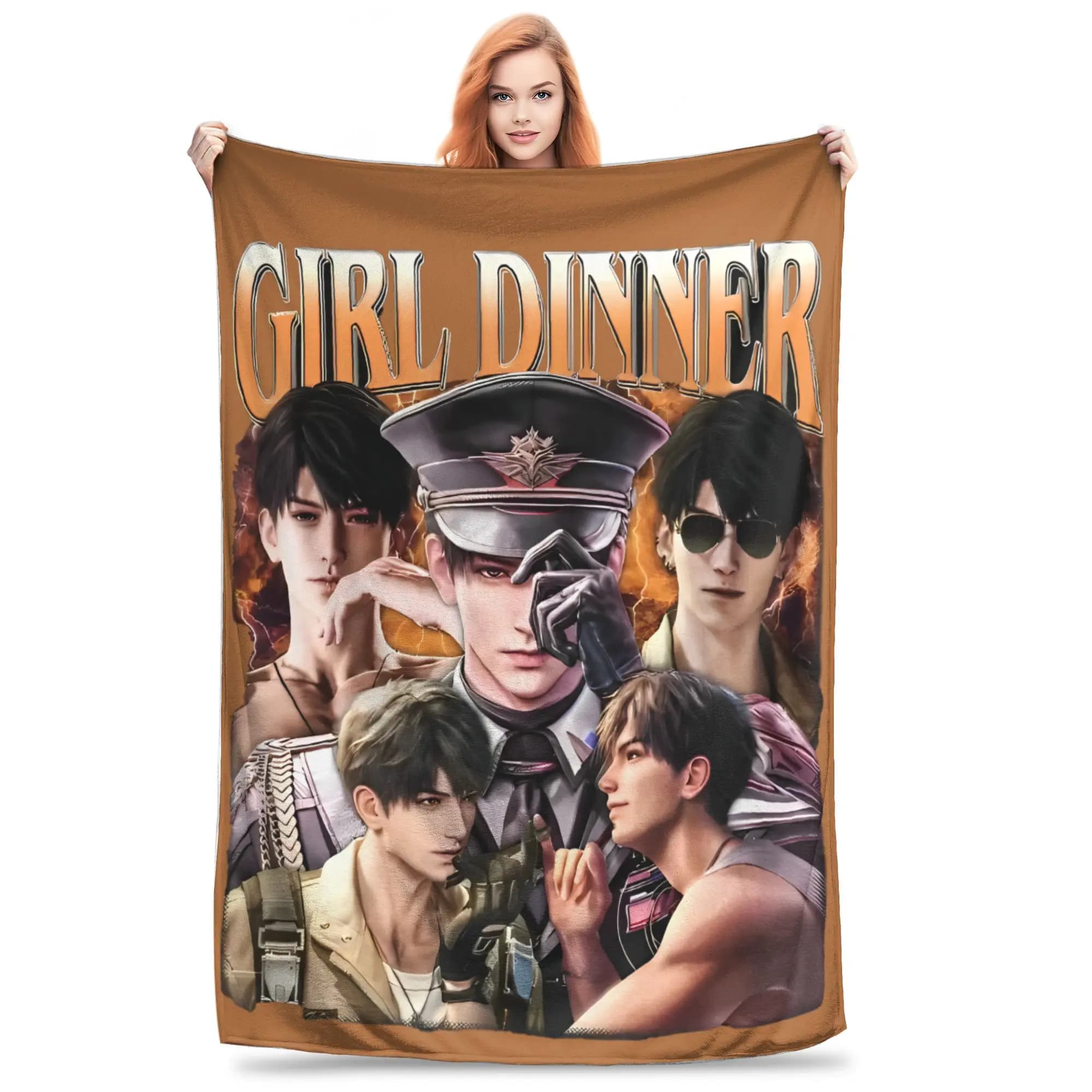 Girl Dinner Caleb Velvet Throw Blanket Love and Deepspace Blanket for Home Couch Super Soft Bed Rug,