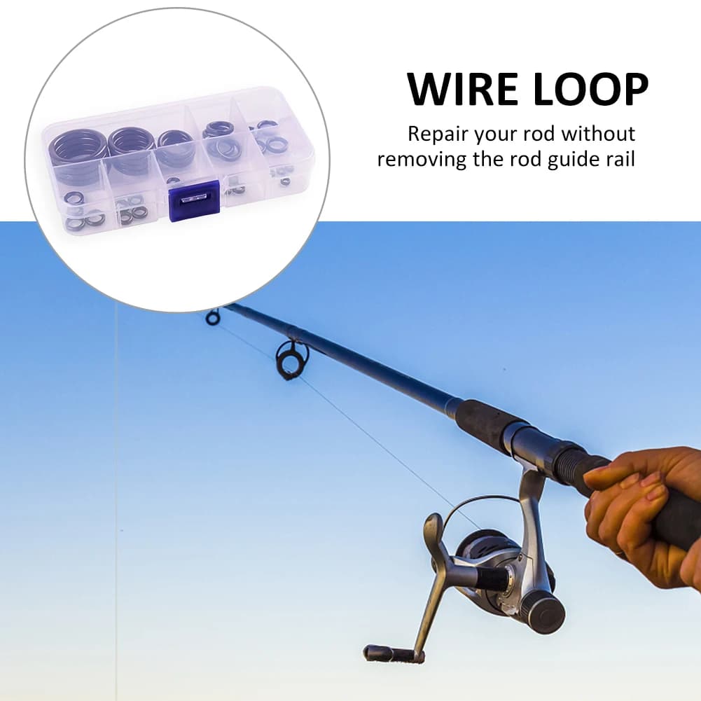 40 Pezzi Anelli Guida in Ceramica, O-Ring Rotondi Portatili Resistenti all'Usura, Kit di Riparazione e Sostituzione per Canne da Pesca, Accessori per Attrezzatura da Pesca