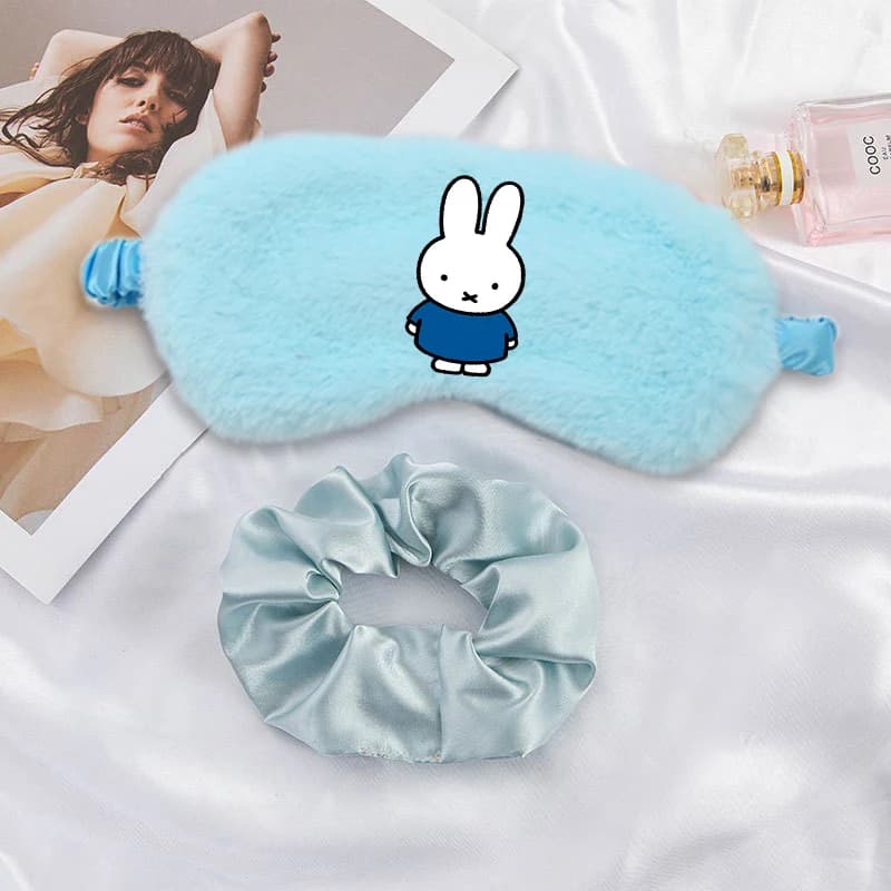 Mascherina per Occhi Miffy in Peluche, Morbida e Confortevole, con Cartone Animato, per Dormire, Blocca la Luce, Regalo Squisito