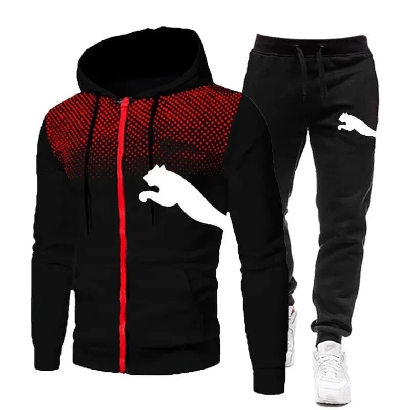 Men's Spring Sports Completion: Jacket with Hood and Zip + Pants, Comfortable for Daily Use, Outdoor Style and Jogging